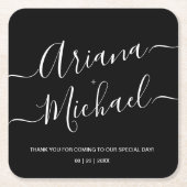 Zwart Wit Persoonlijke Moderne Minimalistische Tro Kartonnen Onderzetters (Voorkant)