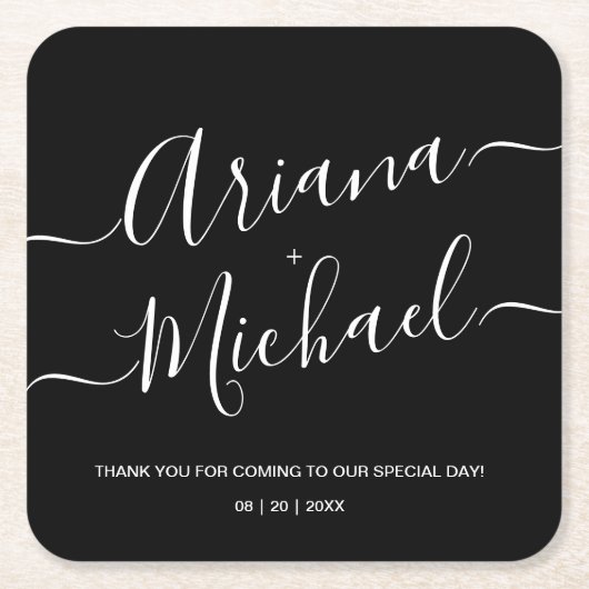 Zwart Wit Persoonlijke Moderne Minimalistische Tro Kartonnen Onderzetters (Voorkant)