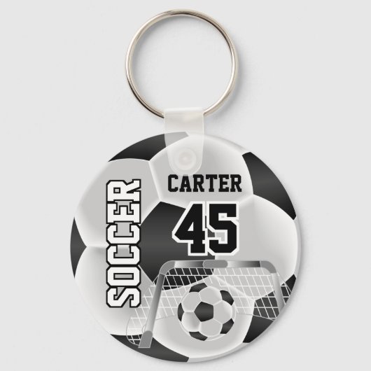 Zwart-wit Persoonlijke ⚽ 💖 Sleutelhanger (Voorkant)