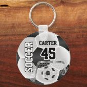 Zwart-wit Persoonlijke ⚽ 💖 Sleutelhanger (Achterkant)