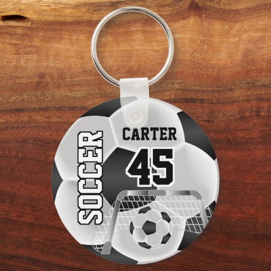Zwart-wit Persoonlijke ⚽ 💖 Sleutelhanger (Achterkant)