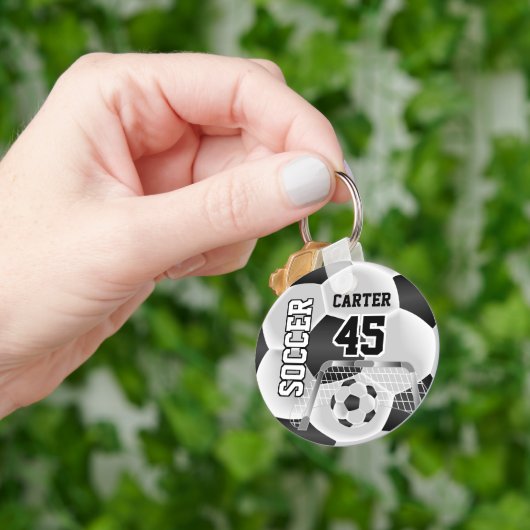 Zwart-wit Persoonlijke ⚽ 💖 Sleutelhanger (Hand)