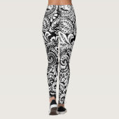 Zwart-wit Perzisch Paisley Afdrukken Leggings (Achterkant)