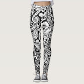 Zwart-wit Perzisch Paisley Afdrukken Leggings (Voorkant)