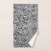 Zwart-wit Perzisch Paisley Bath-handdoekset Bad Handdoek (Handdoek)