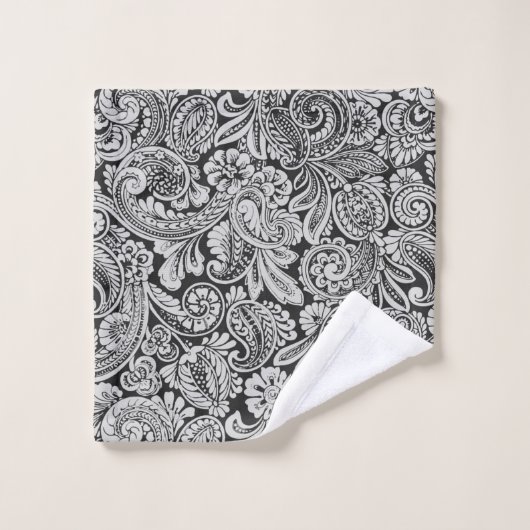 Zwart-wit Perzisch Paisley Bath-handdoekset Bad Handdoek (Wasdoekje)