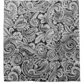 Zwart-wit Perzisch Paisley Shower Curtain Douchegordijn (Voorkant)