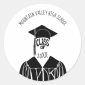 Zwart-wit Pet en geiteAfstuderen Ronde Sticker (Voorkant)