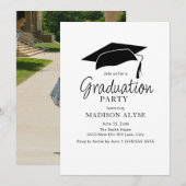 Zwart Wit Pet Foto Afstuderen Kaart (Voorkant / Achterkant)