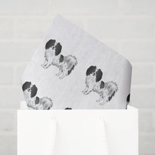 Zwart-wit Phalène Cartoon Honden Patroon Tissuepapier (Cadeauzakje)