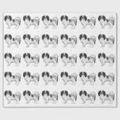 Zwart-Wit Phalène Speelgoedras Hond Patroon Cadeaupapier (Vlak)
