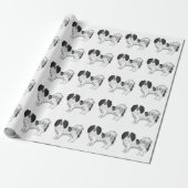 Zwart-Wit Phalène Speelgoedras Hond Patroon Cadeaupapier (Uitgerold)