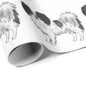 Zwart-Wit Phalène Speelgoedras Hond Patroon Cadeaupapier (Rol Hoek)