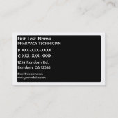 Zwart wit Pharmacy Technician visitekaartjes (Achterkant)