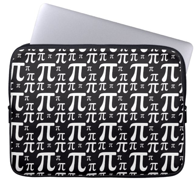 Zwart-wit Pi-patroon Laptop Sleeve (Voorkant)