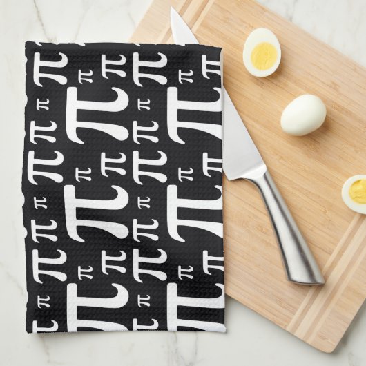 Zwart-wit Pi-patroon Theedoek (Quarter Fold)