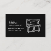 Zwart-wit Piano illustratie Muziekdocent Visitekaartje (Achterkant)