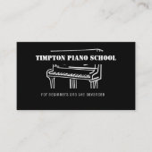 Zwart-wit Piano illustratie Muziekdocent Visitekaartje (Voorkant)
