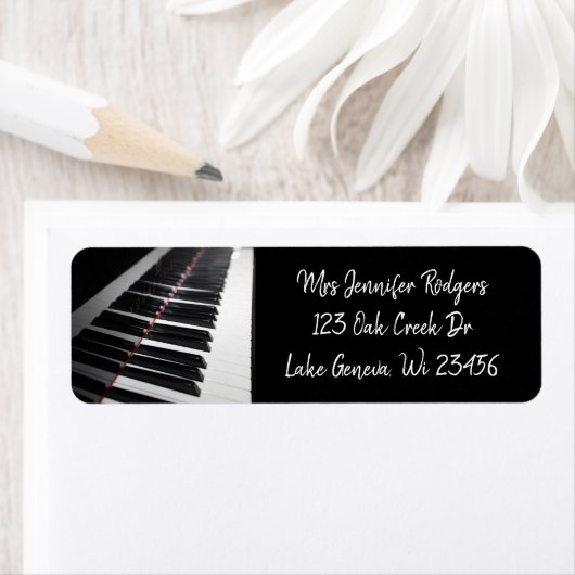 Zwart-wit Piano Keys Musical Etiket (Insitu)