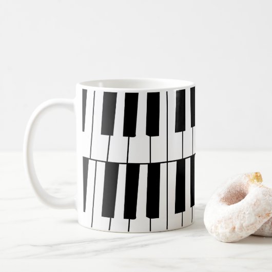Zwart-wit Piano Keys Pianist Muzikant Koffiemok (Met donut)