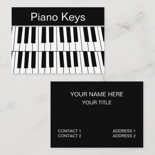 Zwart-wit Piano Keys Pianist Muzikant Visitekaartje (Voorkant / Achterkant)