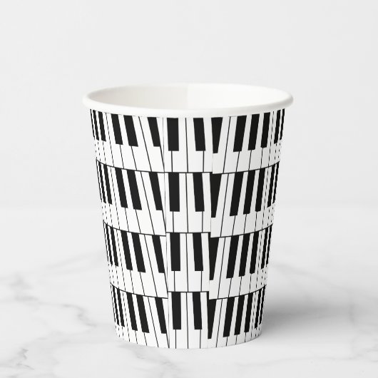 Zwart-wit Piano Keys Pianist Muzikantenfeest Papieren Bekers (Links)