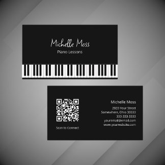 Zwart Wit Piano Muziek Docent Pianist Performer Visitekaartje