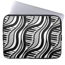 Zwart & Wit Piano Muziek Polka Dot Laptop Mouw