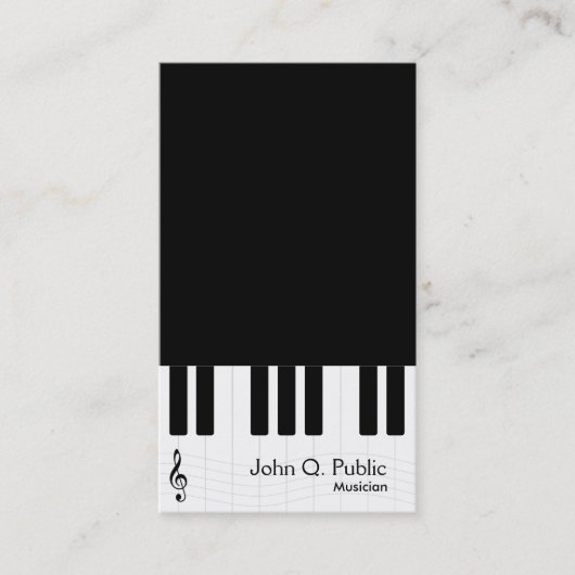 Zwart-wit piano muzikant visitekaartje (Voorkant)