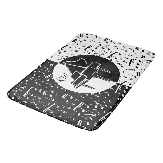 Zwart-wit Piano ontwerp Badmat (Gekanteld)