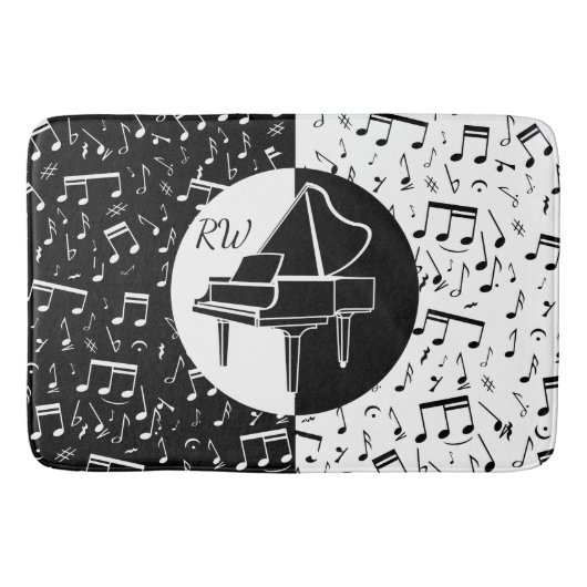Zwart-wit Piano ontwerp Badmat (Voorkant)