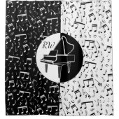 Zwart-wit Piano ontwerp Douchegordijn (Voorkant)