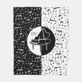 Zwart-wit Piano ontwerp Fleece Deken (Voorkant)