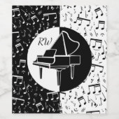 Zwart-wit Piano ontwerp Wijn Etiket (Enkel label)