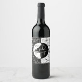 Zwart-wit Piano ontwerp Wijn Etiket (Voorkant)