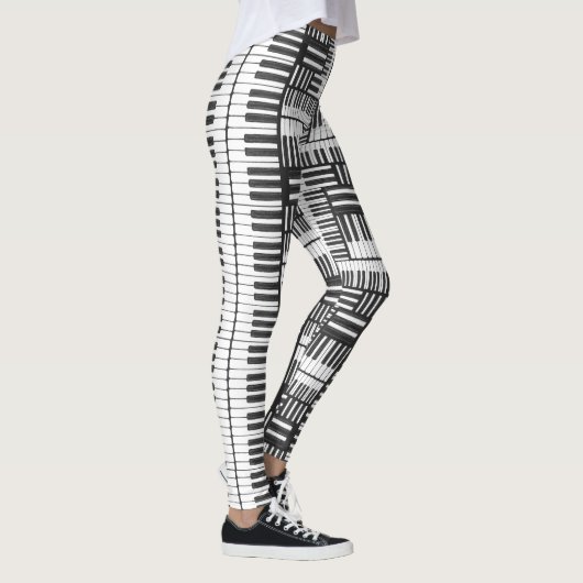 Zwart-wit Piano Patroon Leggings (Rechts)