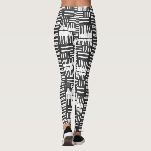 Zwart-wit Piano Patroon Leggings (Achterkant)