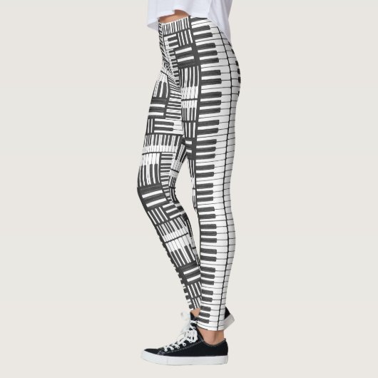 Zwart-wit Piano Patroon Leggings (Links)