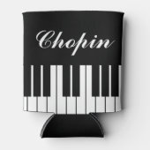 Zwart-wit piano toetsen aangepaste pianist naam blikjeskoeler (Voorkant)