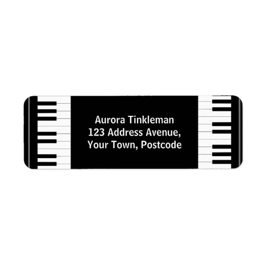 Zwart-wit Piano toetsen Etiket (Voorkant)
