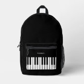 Zwart-wit Piano Toetsenbord Aangepaste naam Bedrukte Rugzak (Voorkant)