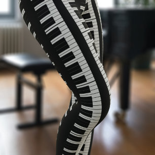 Zwart-wit Piano Toetsenbord Pianist Muzikant Leggings