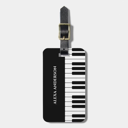 Zwart-wit Piano tuts aangepaste naam Bagagelabel (Voorkant verticaal)