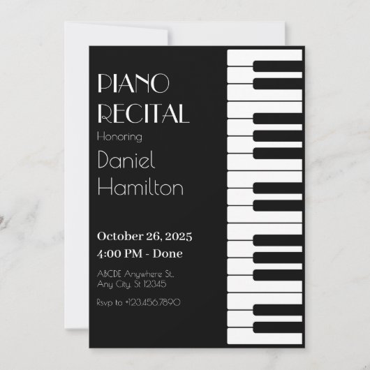 Zwart-wit Piano tuts Kaart (Voorkant)