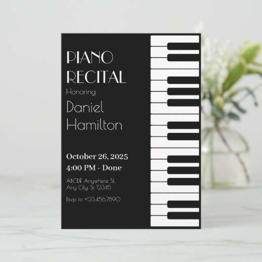 Zwart-wit Piano tuts Kaart (Staand voorkant)