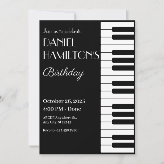 Zwart-wit Piano tuts verjaardag Kaart (Voorkant)