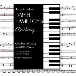 Zwart-wit Piano tuts verjaardag Kaart