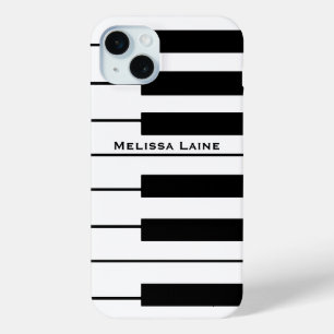 zwart-wit pianokaart iPhone 15 mini hoesje