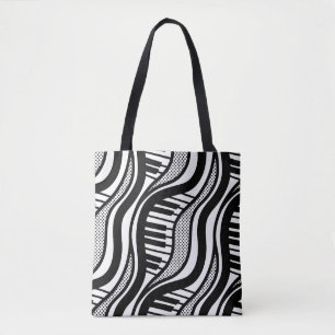 Zwart-wit pianomuziek Polka Dot Canvas tas
