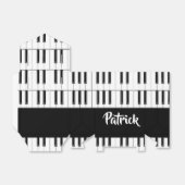 Zwart-wit pianopatroon bedankdoosjes (Uitgevouwen)